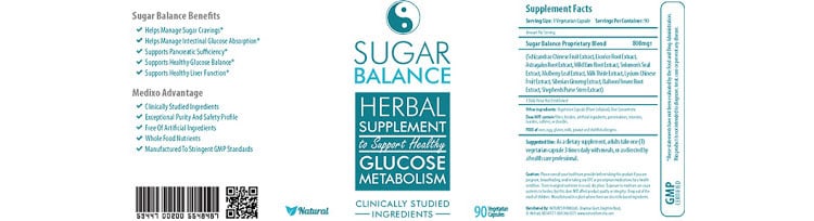 Sugar Balance herbal supplement facts