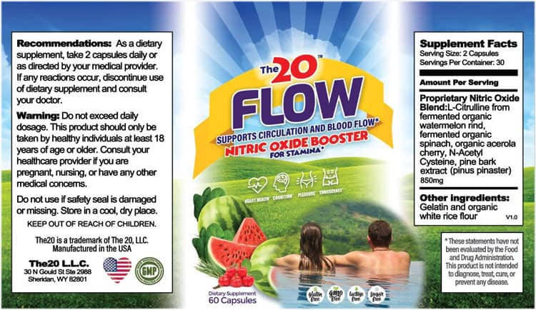 The 20 Flow Nitric Oxide Booster Supplement Facts
