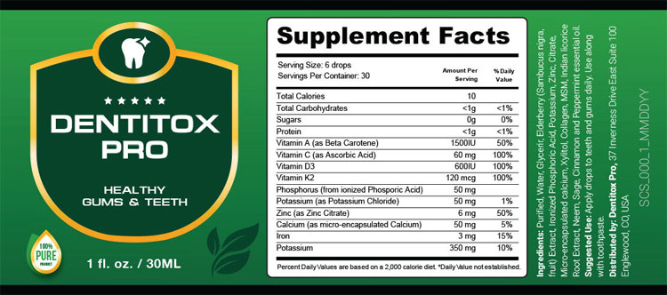 Dentitox-Pro-Supplement-Facts