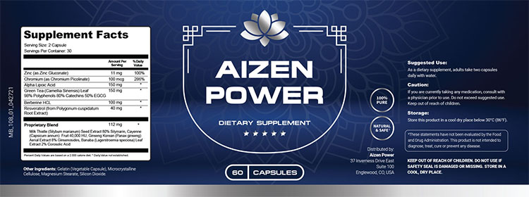 Aizen Power Supplement Facts