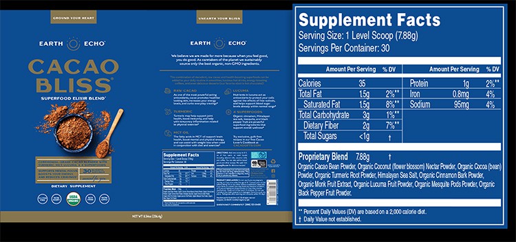 Cacao Bliss Supplement Facts